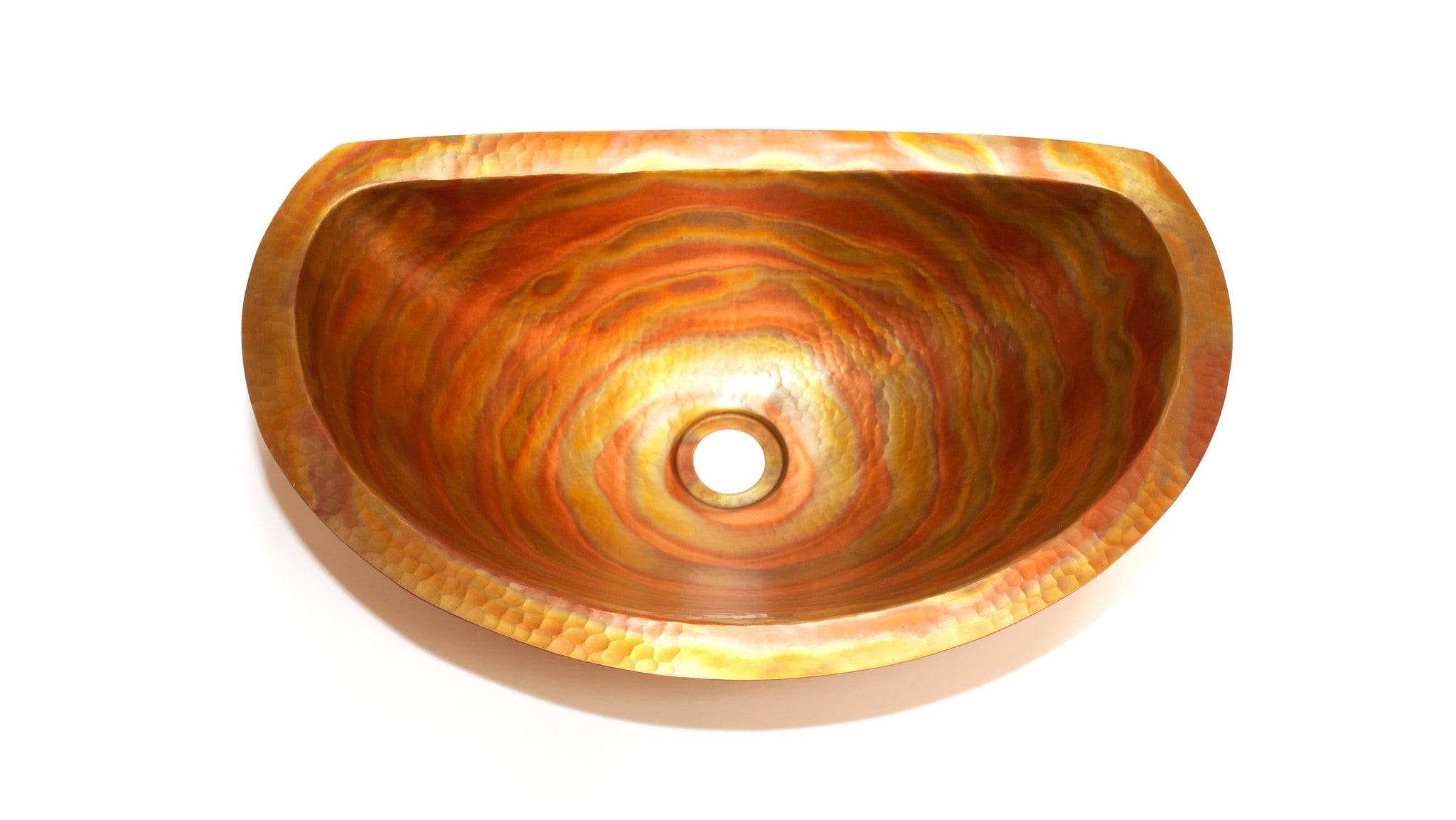 Oval Under Mount Bathroom Copper Sink with Flat Back and Flat Rim COPPER  ALCHEMY